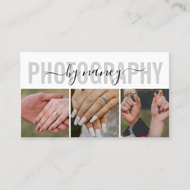 Carte De Visite Photography Elegant Script Photo QR Code Logo (Devant)