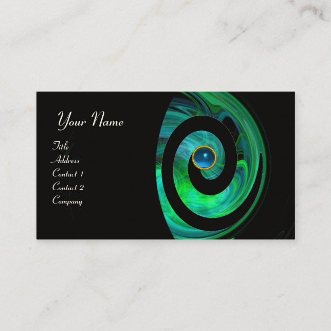 Carte De Visite PHOTON SWIRL GEM MONOGRAM noir  vert bleu (Devant)