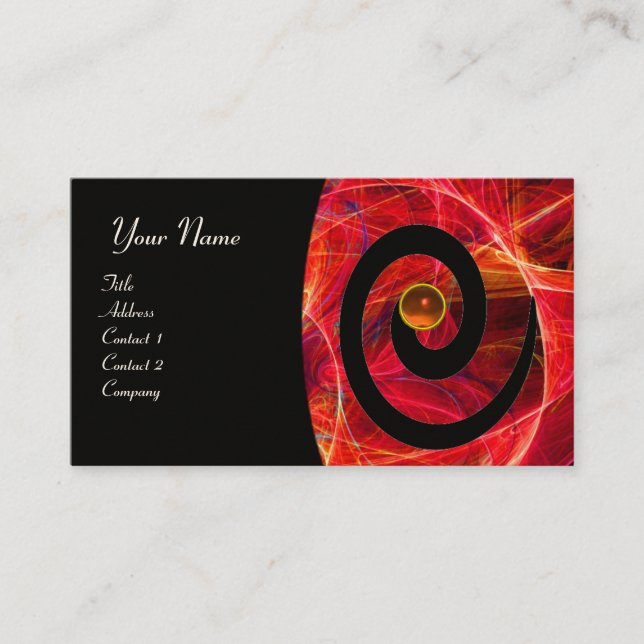 Carte De Visite PHOTON SWIRL GEM MONOGRAS noir rouge orange (Devant)