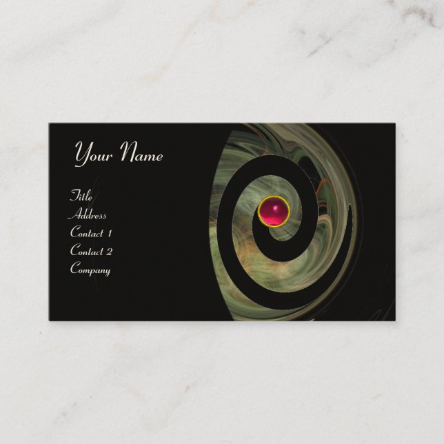 Carte De Visite PHOTON SWIRL GEM MONOGRAS rose noir rouge (Devant)