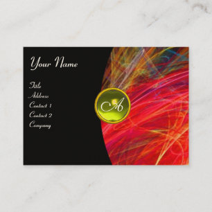 Carte De Visite PHOTON WAVES GEM monogramme rouge vif noir jaune