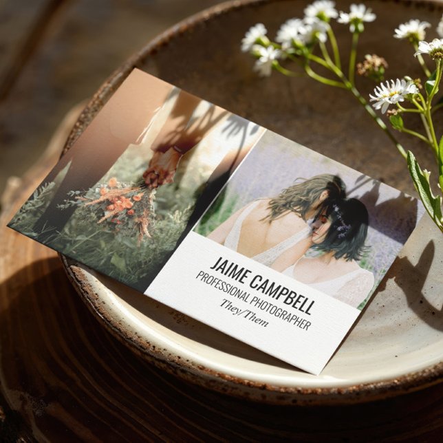 Carte De Visite Photos Personnel Pronoun Photographe Professionnel (Créateur téléchargé)