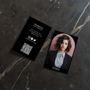 Carte De Visite Photostyliste moderne médias sociaux avec code QR
