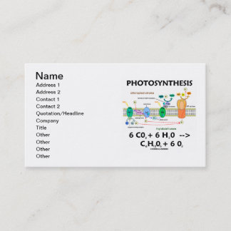Carte De Visite Photosynthèse Chloroplast Formule chimique