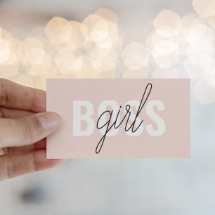 Carte De Visite Phrase moderne Pastel Rose fille Boss Phrase