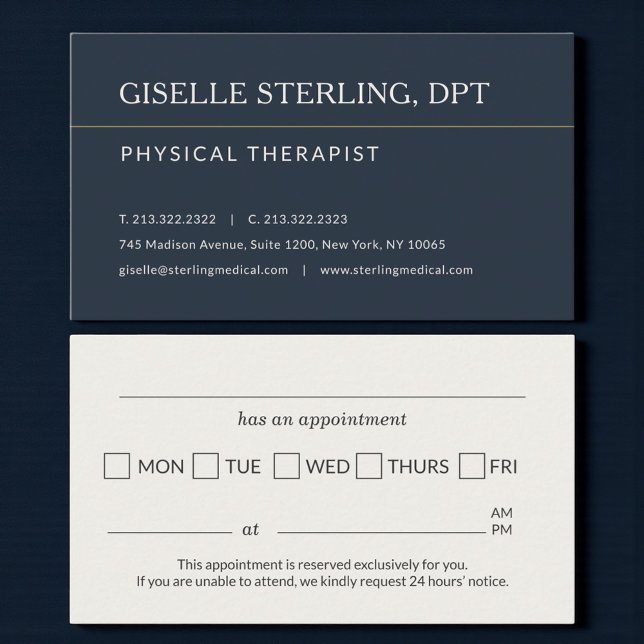 Carte De Visite Physical Therapist Office Appointment Reminder (Créateur téléchargé)