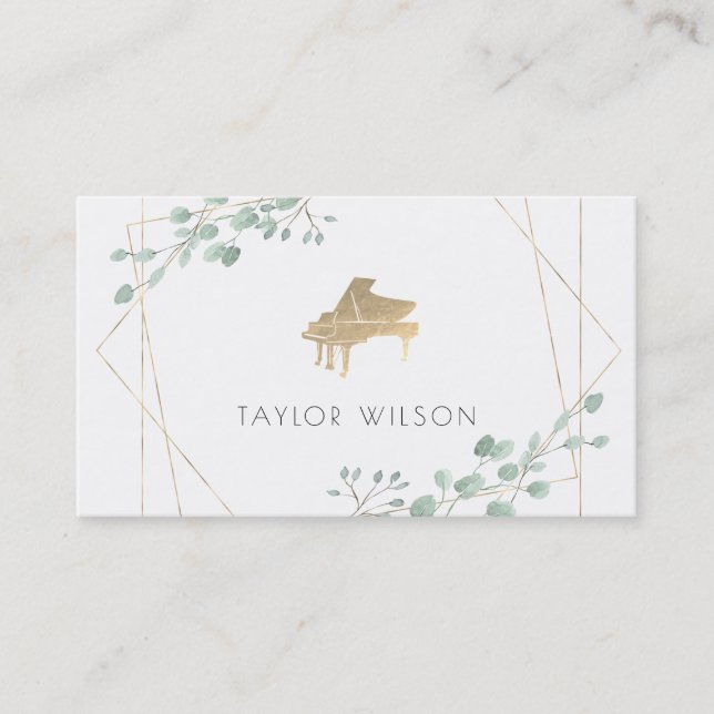 Carte De Visite pianiste à cadre verdoyant (Devant)
