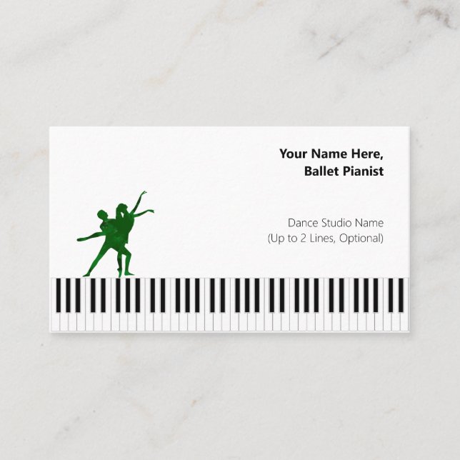 Carte De Visite Pianiste de ballet blanc Deep Green I PDD (Devant)