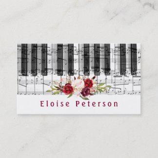 Carte De Visite pianiste de marsala peonis aquarelle