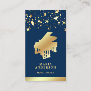 Carte De Visite Pianiste musicien de grand piano Confetti Gold Foi