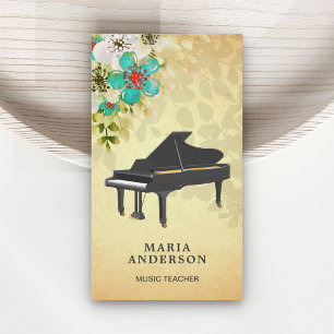Carte De Visite Pianiste musicien de piano à queue floral rustique