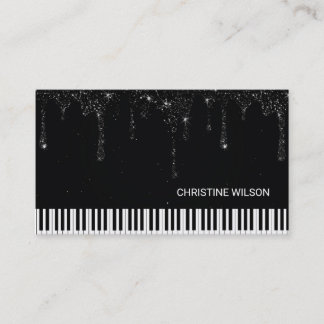 Carte De Visite pianiste parties scintillant à goutte noire