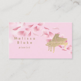 carte de visite pianiste pétales roses