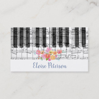 Carte De Visite pianiste rose aquarelle
