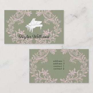 Carte De Visite pianiste rose et sage vert design