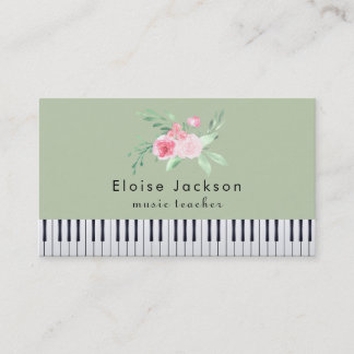 Carte De Visite pianiste rose et vert