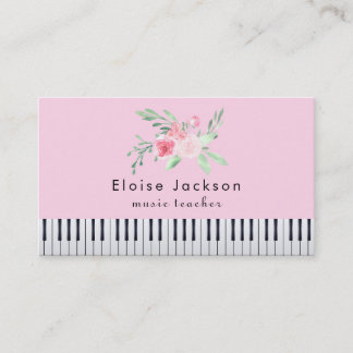 Carte De Visite pianiste rose et vert pastel