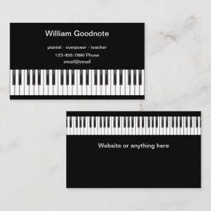 Carte De Visite Piano Enseignant Compositeur Thème Pianiste