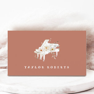 Carte De Visite piano fleurs blanches