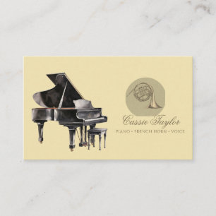 Carte De Visite Piano French Horn Musicien de musique Enseignant