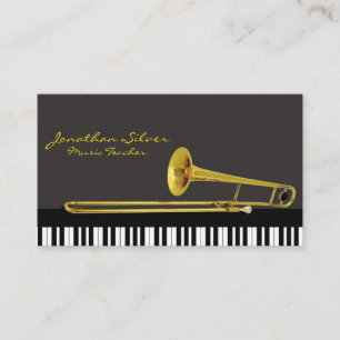 Carte De Visite Piano Keys et Trombone Music