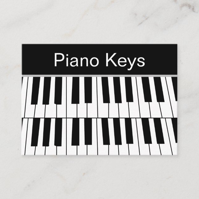 Carte De Visite Piano Keys noir et blanc Pianiste musicien (Devant)