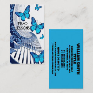 Carte De Visite Piano Lesson Blue Butterflies