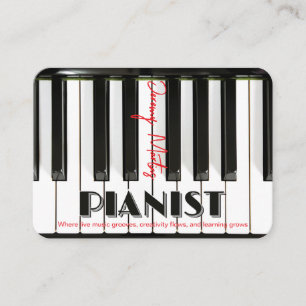 Carte De Visite Piano moderne Clavier Rouge Noir Pianiste