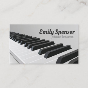 Carte De Visite Piano Music Enseignant Clavier Détails Design Gris