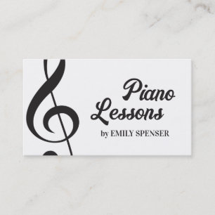 Carte De Visite Piano Music Enseignant Treble Clef Simple