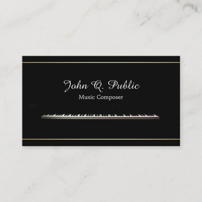 Carte De Visite Piano Teacher Music Composer Professionnel Élégant (Devant)