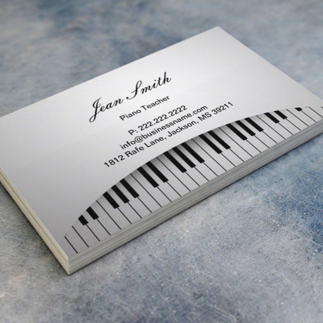 Carte De Visite Piano Teacher Pure White Piano Keys Musique (Créateur téléchargé)
