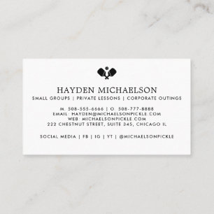 Carte De Visite Pickleball Coach Teacher Pro - Ajouter Votre Logo