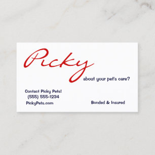 Carte De Visite Picky About Pet Care ? Pet Sitter Rouge Bleu
