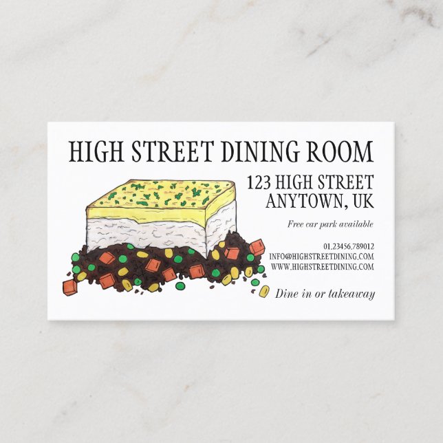 Carte De Visite Pie de viande de berger Anglais Anglais Anglais (Devant)