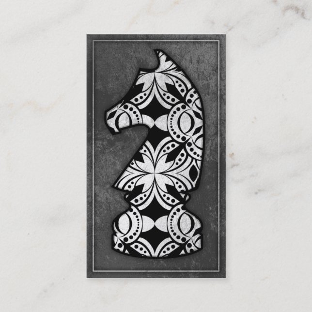 Carte De Visite Pièce d'échecs - chevalier foncé 02 (Devant)