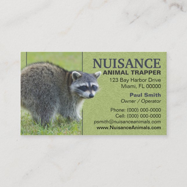 Carte De Visite Piégeur d'animaux nuisibles (Devant)