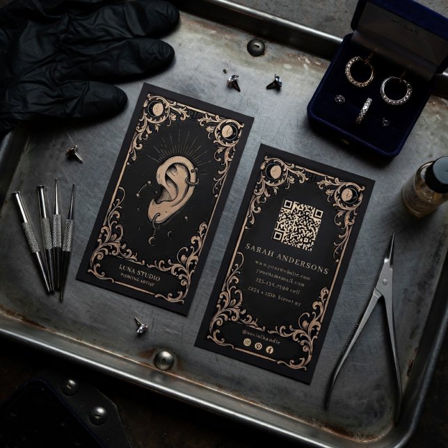 Carte De Visite Piercing Artist  | Ear Piercing Studio (Créateur téléchargé)