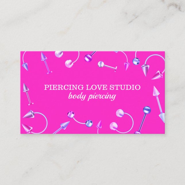 Carte De Visite Piercing pour bijoux pour corps rose (Devant)