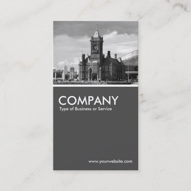 Carte De Visite Pierhead Building, Cardiff Bay - 70pc Grey (Devant)