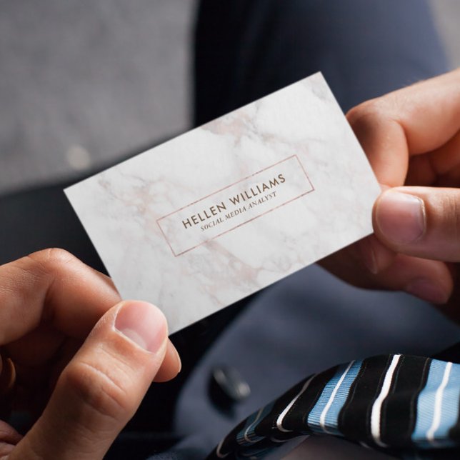 Carte De Visite Pierre de marbre de luxe rose-or Faux (Créateur téléchargé)