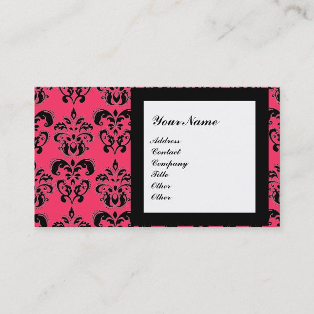 Carte De Visite PIERRE GEMME DAMASK MONOGRAMME, 2 topaze , violet (Devant)