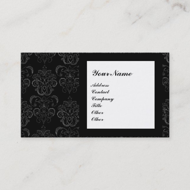 Carte De Visite PIERRE GEMME DAMASK MONOGRAMME, 2 topaze , violet (Devant)