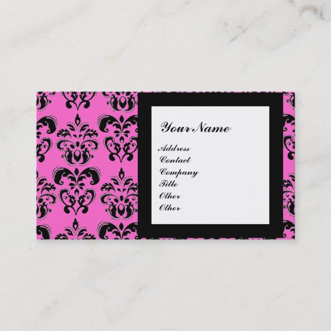Carte De Visite PIERRE GEMME DAMASK MONOGRAMME, 2 topaze , violet (Devant)