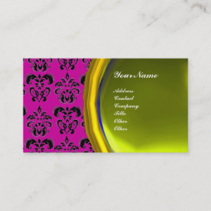 Carte De Visite PIERRE GEMME DAMASK MONOGRAMME,topaze jaune ,viole