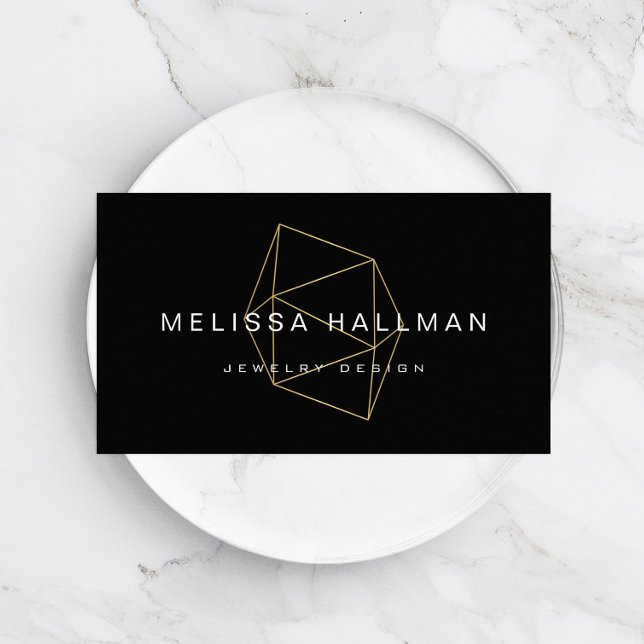 Carte De Visite Pierre géométrique moderne noir (Créateur téléchargé)