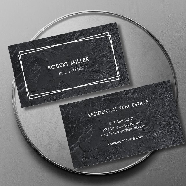 Carte De Visite Pierre noire moderne Realtor (Créateur téléchargé)