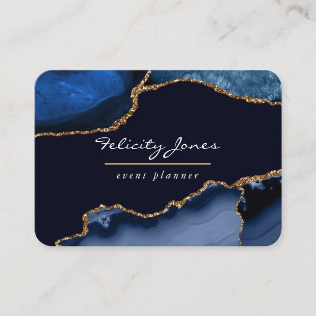 Carte De Visite Pierre précieuse Agate Navy et Or (Devant)