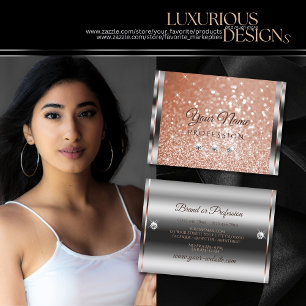 Carte De Visite Pierres d'étincelles de luxe Rose en argent Parti