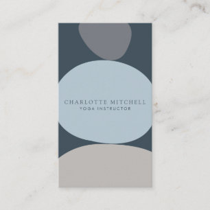 Carte De Visite Pierres Zen Abstraites modernes Bleu Logo Yoga, Ma